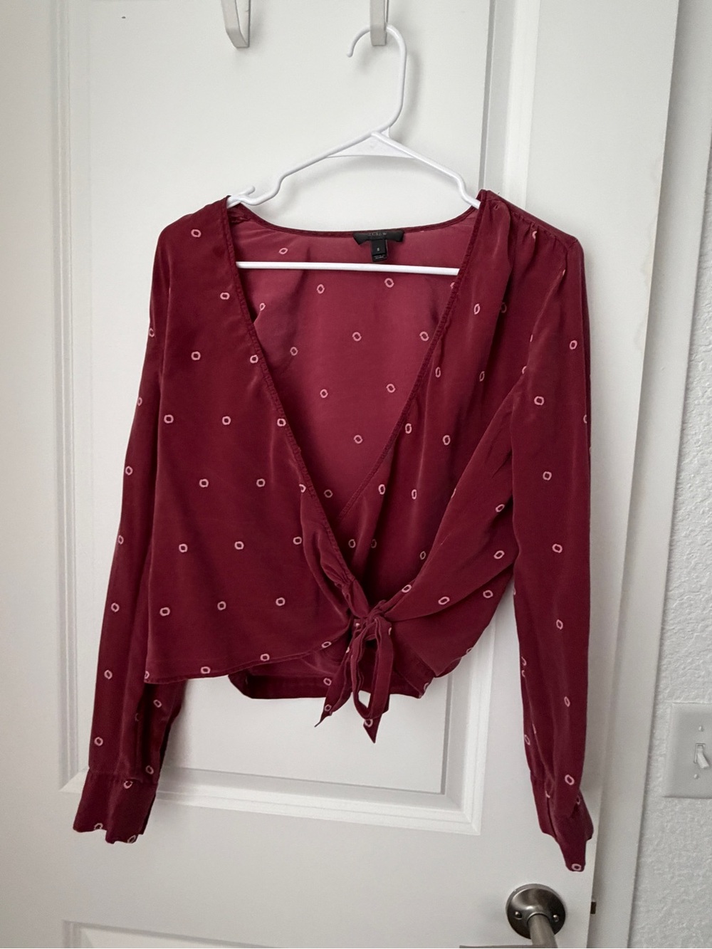 J.Crew Burgundy Wrap Blouse Women's XS
